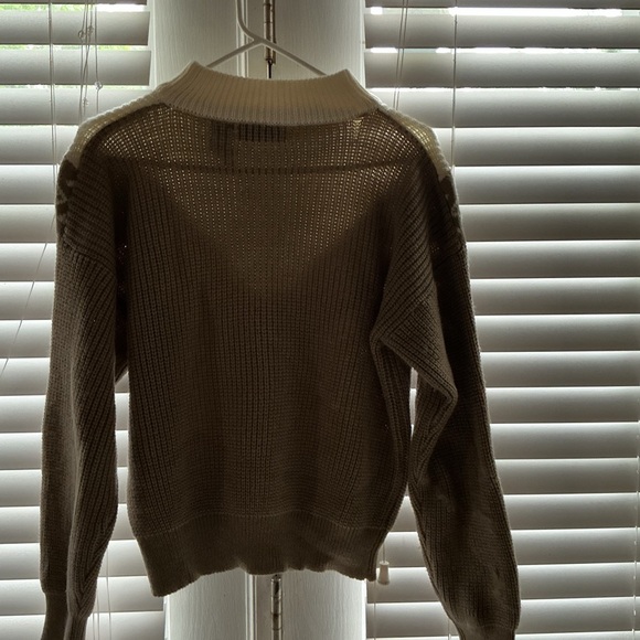 Cabin Creek Brown and Cream Crew Neck Sweater with Geometric Design - Picture 2 of 5
